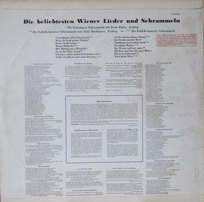 Various : Die Beliebtesten Wiener Lieder Und Schrammeln (LP, Comp)