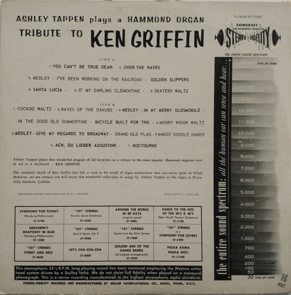 Ashley Tappen : An Organ Tribute To Ken Griffin (LP)