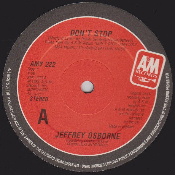 Jeffrey Osborne : Don't Stop (12")