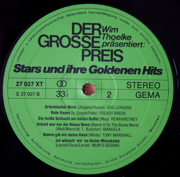 Various : Der Grosse Preis - Wim Thoelke Präsentiert: Stars Und Ihre Goldenen Hits, Ausgabe 1976 (LP, Comp)