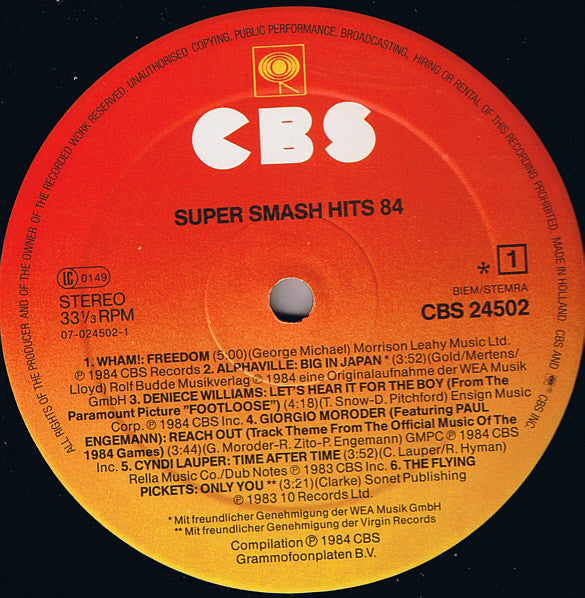 Various : Die Super Smash Hits '84 (2xLP, Comp)