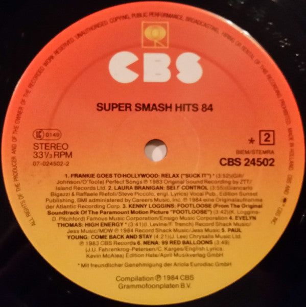 Various : Die Super Smash Hits '84 (2xLP, Comp)