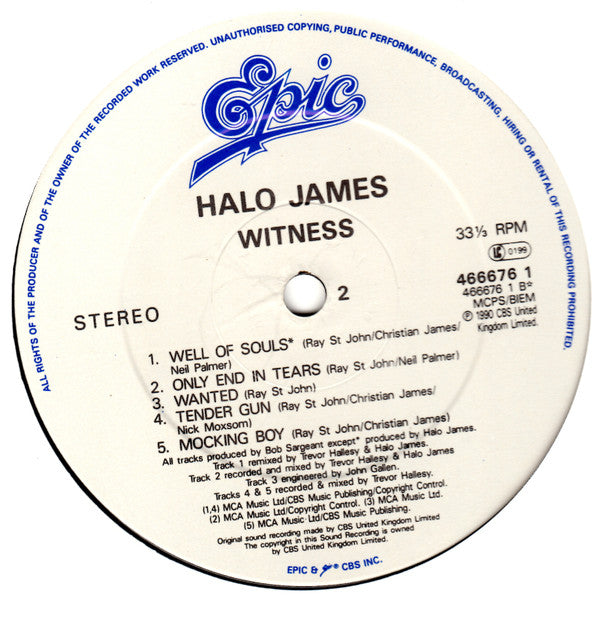 Halo James : Witness (LP, Album)