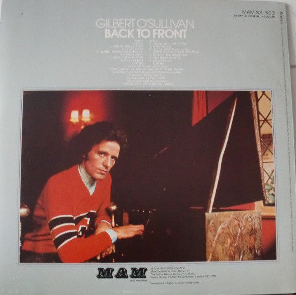 Gilbert O'Sullivan : Back To Front (LP, Album)