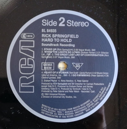 Rick Springfield : Hard To Hold - Soundtrack Recording (LP, Album)