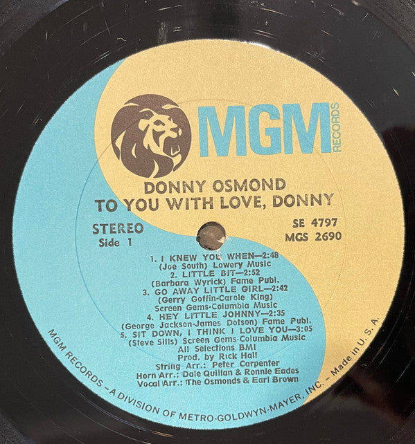 Donny Osmond : To You With Love, Donny (LP, Album)