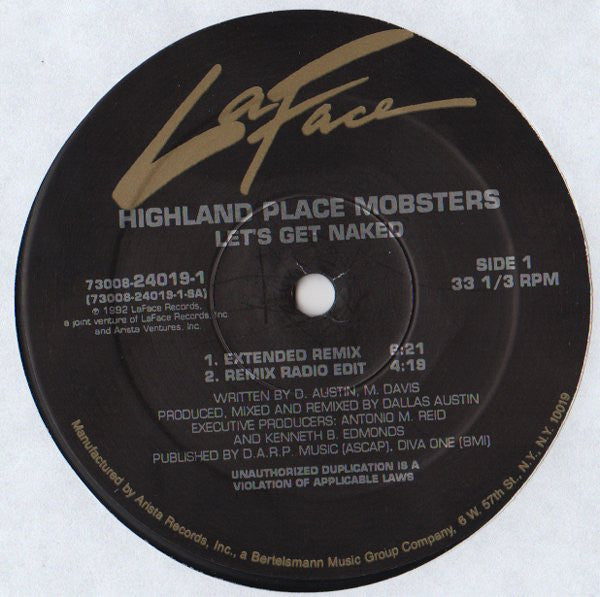 Highland Place Mobsters : Let's Get Naked (12")