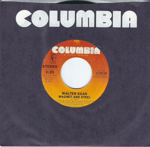 Walter Egan : Magnet And Steel / Tunnel O' Love (7", Styrene, Ter)