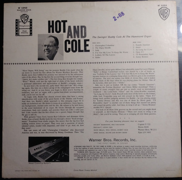 Buddy Cole : Hot And Cole (LP, Album, Mono)