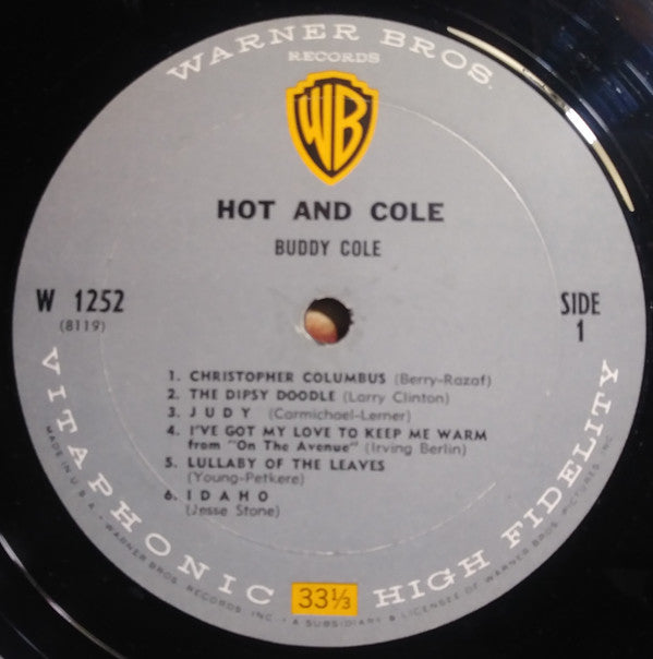 Buddy Cole : Hot And Cole (LP, Album, Mono)