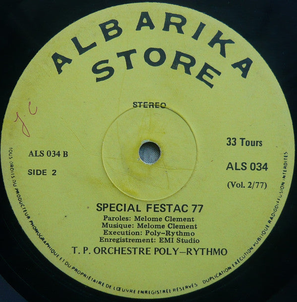 T.P. Orchestre Poly-Rythmo : Special Festac 77 In Nigeria - Vol. 2/77 (LP, Album)