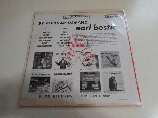 Earl Bostic : By Popular Demand (LP, Album, Mono, Ltd, S/Edition, Ora)