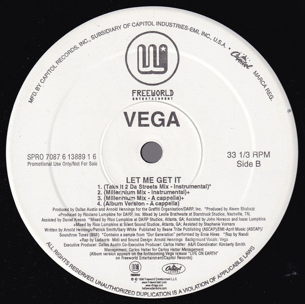 Vega (16) : Let Me Get It (Remixes) (12", Promo)