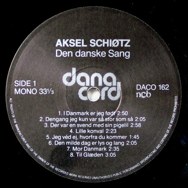 Aksel Schiøtz : Den Danske Sang (LP, Comp, Mono)