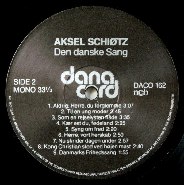 Aksel Schiøtz : Den Danske Sang (LP, Comp, Mono)