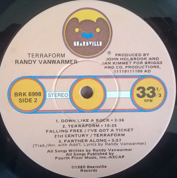 Randy Vanwarmer : Terraform (LP, Album, Win)