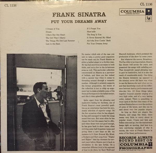 Frank Sinatra : Put Your Dreams Away (LP, Comp)