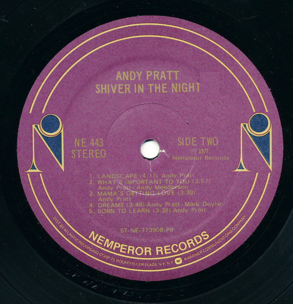 Andy Pratt : Shiver In The Night (LP, Album, Pre)