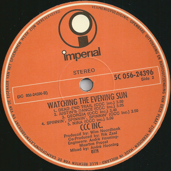 C.C.C. Inc. : Watching The Evening Sun (LP, Album)