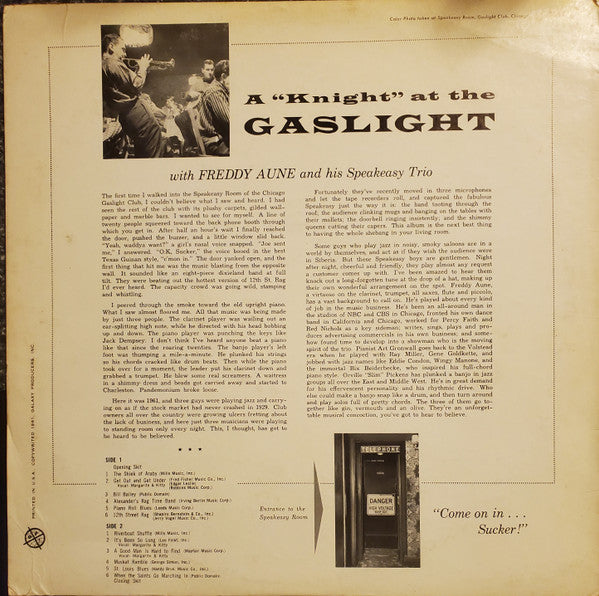 Freddy Aune And His Speakeasy Trio : A "Knight" At The Gaslight (LP, Mono)