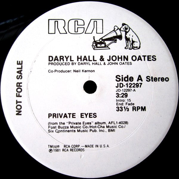 Daryl Hall & John Oates : Private Eyes (12", S/Sided, Promo)