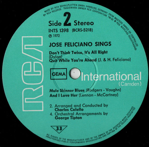 José Feliciano : Sings (LP, Comp)