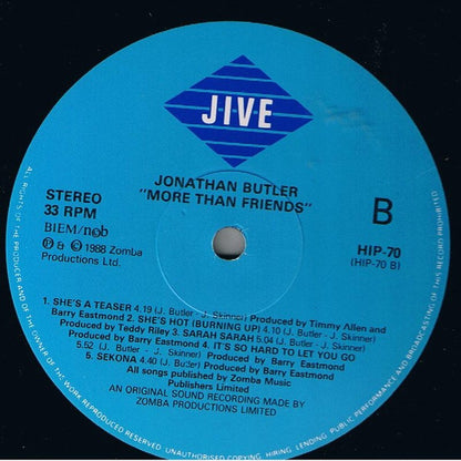 Jonathan Butler : More Than Friends (LP, Album)