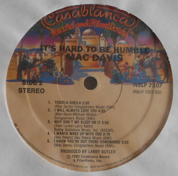 Mac Davis : It's Hard To Be Humble (LP, Album, 53 )