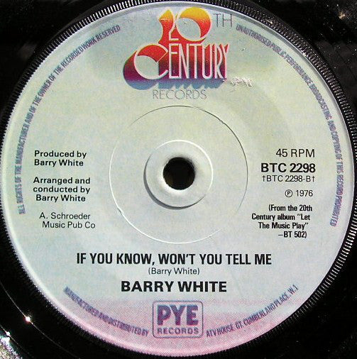 Barry White : Baby, We Better Try To Get It Together (7", Single, Pap)