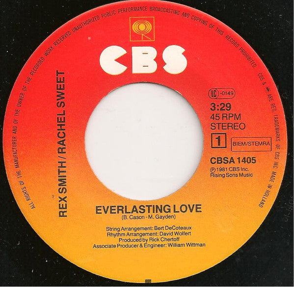 Rex Smith And Rachel Sweet : Everlasting Love (7", Single)