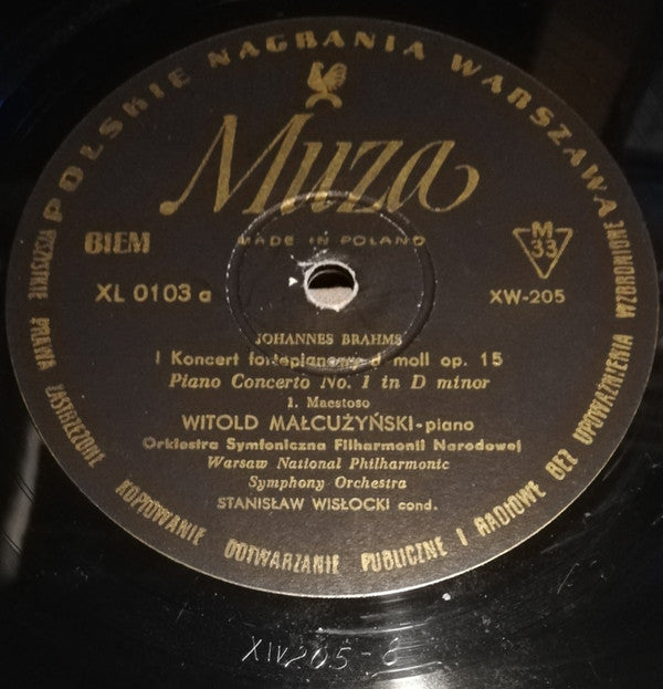 Johannes Brahms, Orkiestra Symfoniczna Filharmonii Narodowej, Stanislaw Wislocki, Witold Malcuzynsky : Piano Concerto No.1 In D Minor Op.15 (LP, Album, Mono)