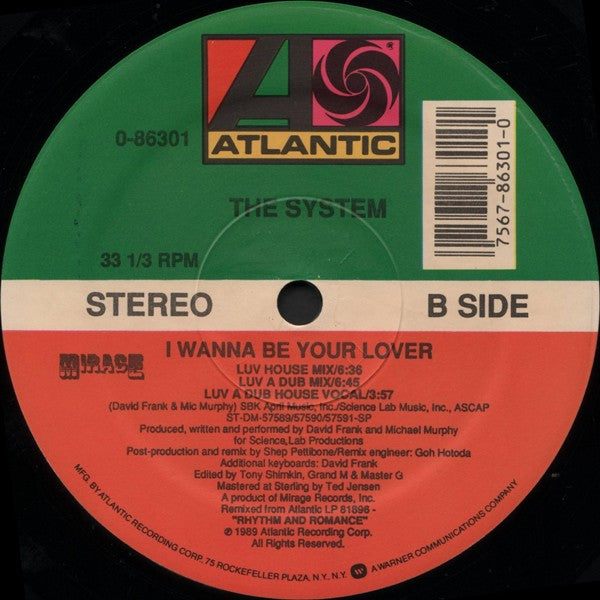 The System : I Wanna Be Your Lover (12", Single)