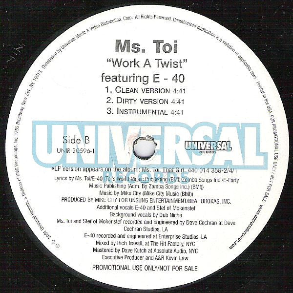 Ms. Toi : Can't None Of Y'all / Work A Twist (12", Promo)