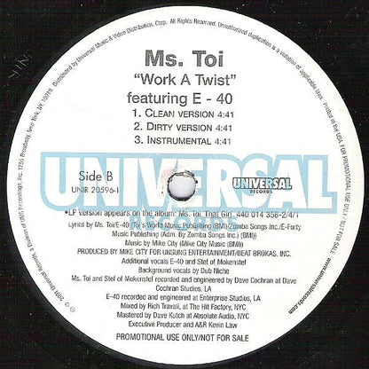 Ms. Toi : Can't None Of Y'all / Work A Twist (12", Promo)