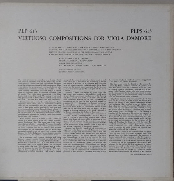 Attilio Ariosti, Antonio Vivaldi, Pater Antonin Irenaus Hraczek, Carl Stamitz, Karl Stumpf, Prague Chamber Orchestra : Viola D' Amore (LP)