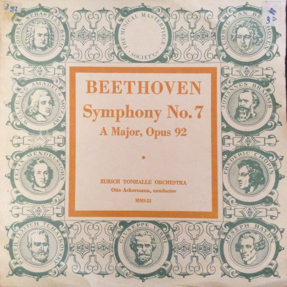 Ludwig Van Beethoven – Tonhalle-Orchester Zürich, Otto Ackermann : Symphony No. 7 In A, Opus 92 (10", Mono)