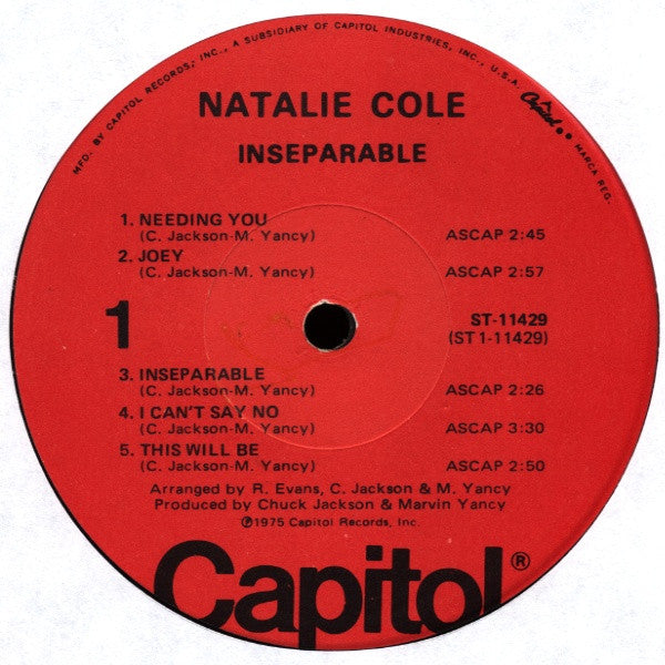 Natalie Cole : Inseparable (LP, Album, Los)