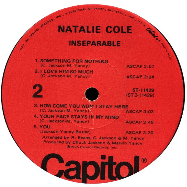 Natalie Cole : Inseparable (LP, Album, Los)