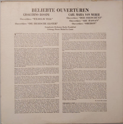 Gioacchino Rossini / Carl Maria Von Weber, Radio-Sinfonie-Orchester Frankfurt, Pierre-Michel Le Conte : Beliebte Ouvertüren (LP, Mono)