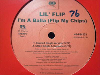 Lil' Flip : I'm A Balla (Flip My Chips) (12")