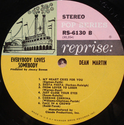 Dean Martin : Everybody Loves Somebody (LP, Album, Pit)