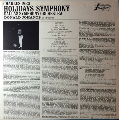 Charles Ives, Dallas Symphony Orchestra, Donald Johanos : Holidays Symphony (LP, Album)