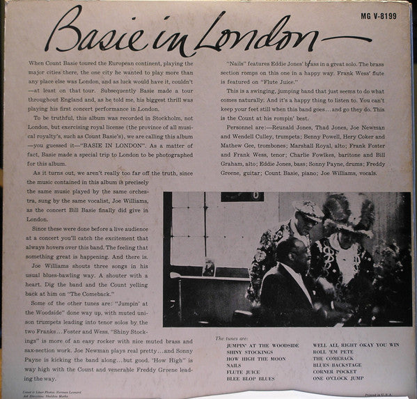 Count Basie Orchestra : Basie In London (LP, Album, Mono, RE)