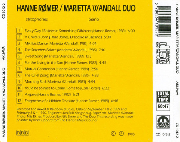 Hanne Rømer / Marietta Wandall Duo : Akijava (CD, Album)