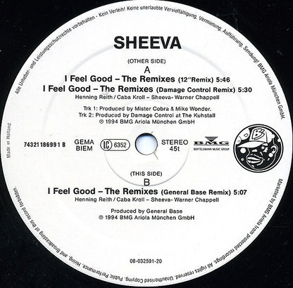 Sheeva : I Feel Good (The Remixes) (12")