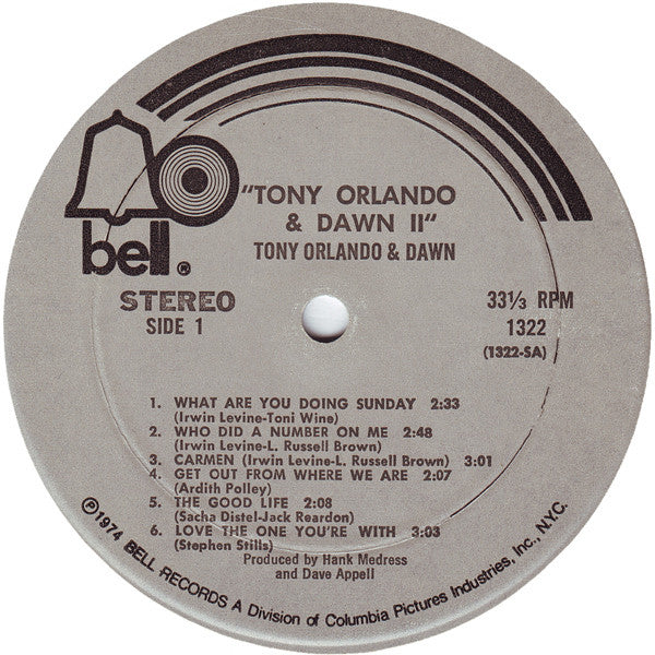 Tony Orlando & Dawn : Tony Orlando & Dawn II (LP, Album, RE)