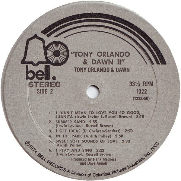 Tony Orlando & Dawn : Tony Orlando & Dawn II (LP, Album, RE)