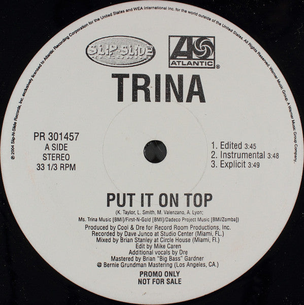 Trina : Put It On Top / Leaving You (Big Ol'Stick) (12", Promo)