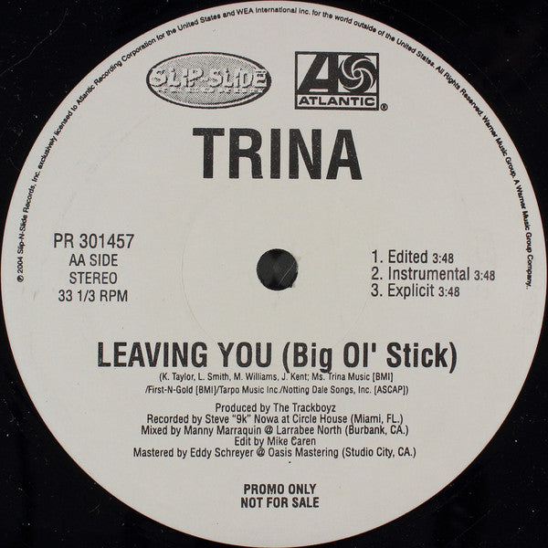 Trina : Put It On Top / Leaving You (Big Ol'Stick) (12", Promo)