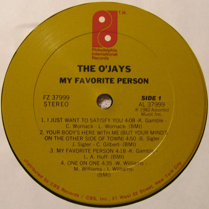 The O'Jays : My Favorite Person (LP, Album, Car)